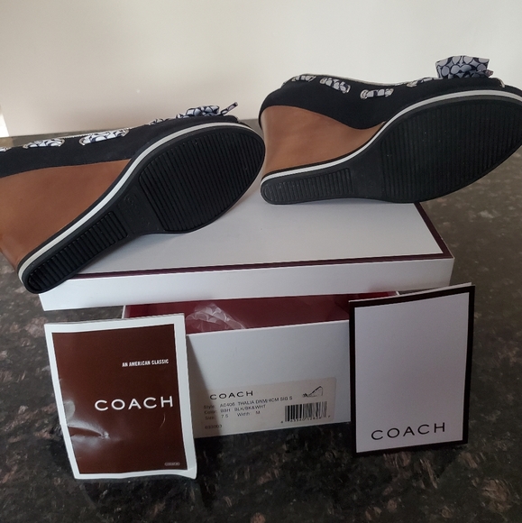 coach sandals 7.5 Coach Thalia Black & White Denin - Picture 2 of 11
